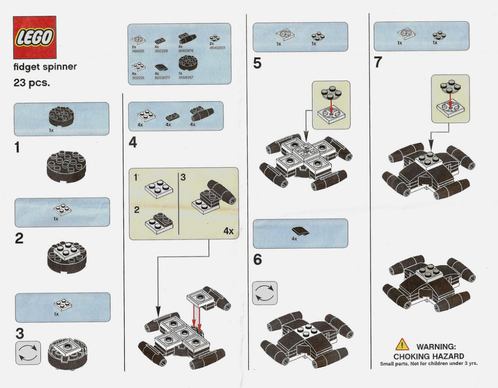 Offizielle LEGO Fidget Spinners: Anleitungen - zusammengebaut