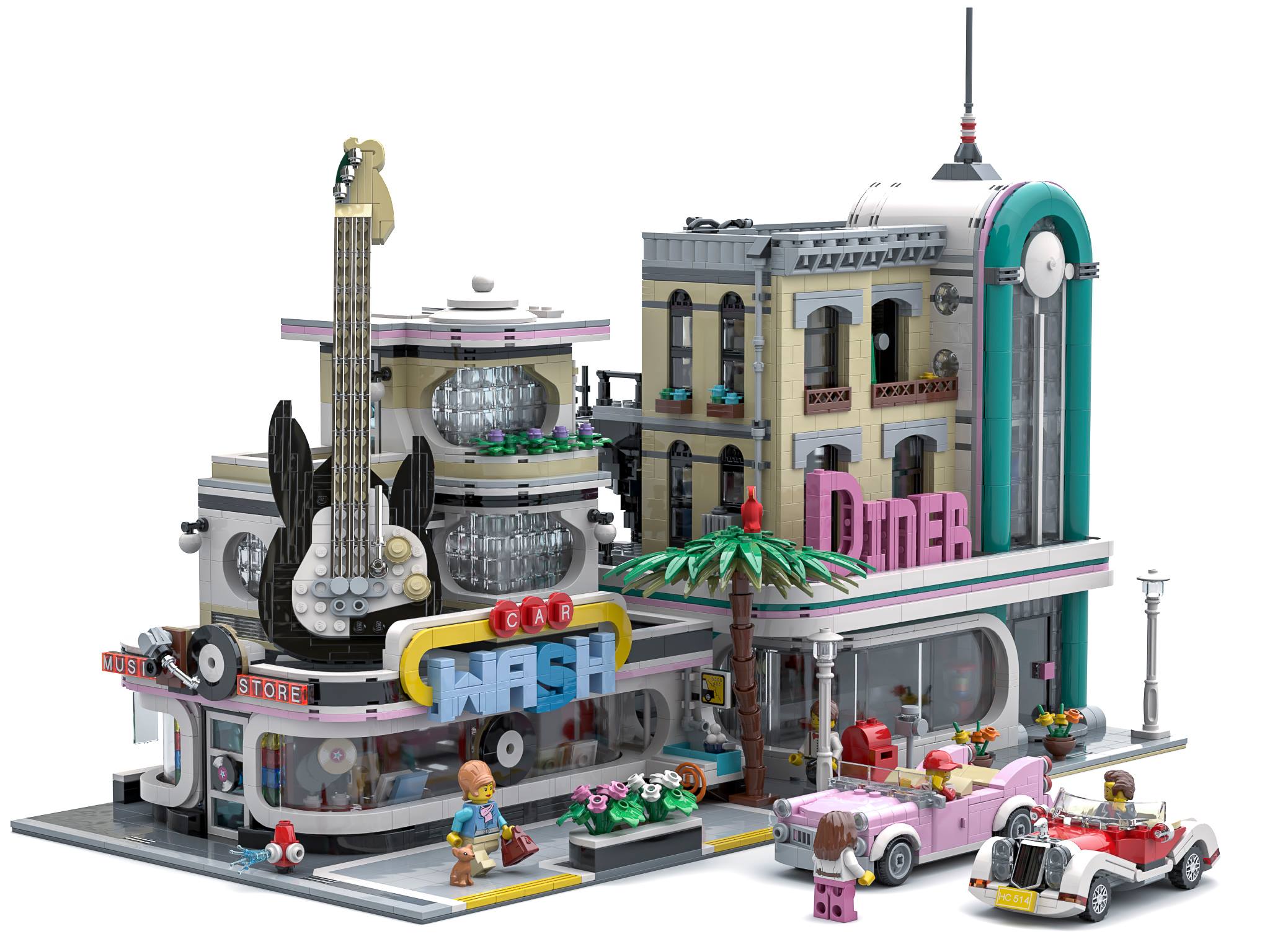 lego-ideas-the-car-wash-bricky-brick-diner-10260 zusammengebaut.com