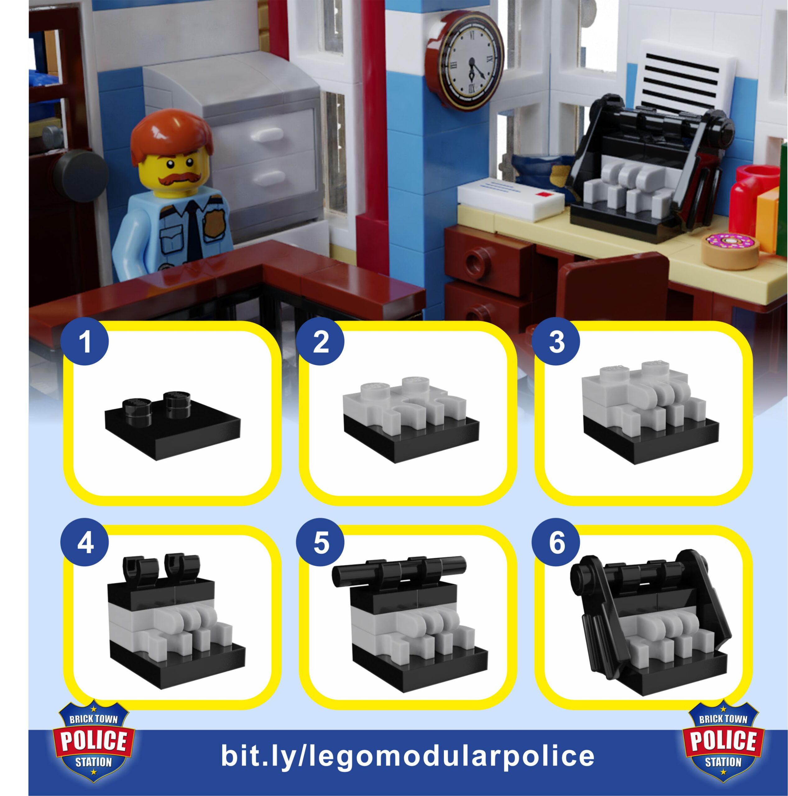 LEGO Ideas Brick Town Police Station Schreibmaschine