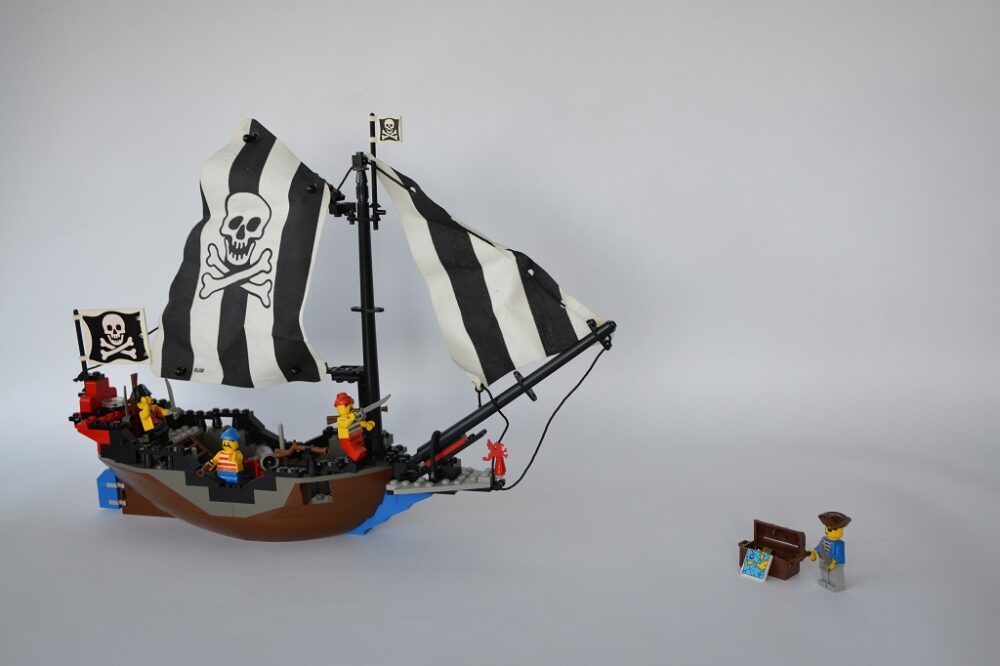 Lego Schiff Piraten Segel weiß-rote Streifen 7075 
