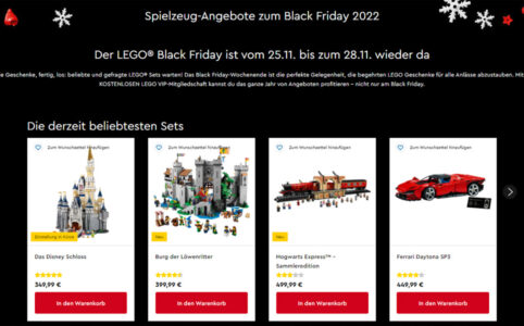 LEGO Black Friday 2022: Screenshot LEGO Online Shop