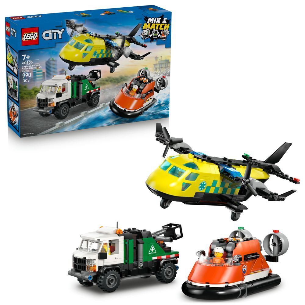 LEGO City 60505 Kombinationsset mit Flugzeug, Wartungsfahrzeug und Luftkissenboot
