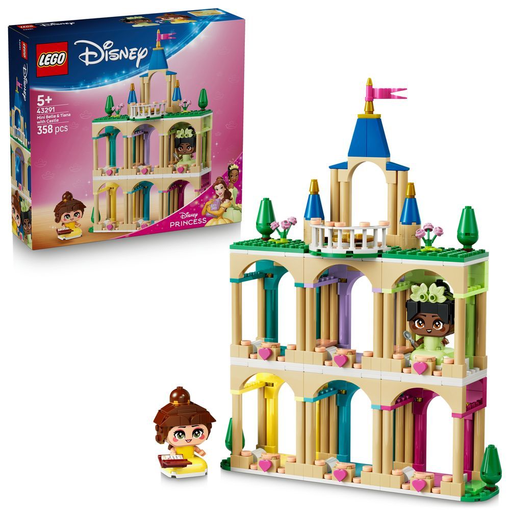 LEGO Disney 43291 Die Mini-Prinzessinnen Belle und Tiana mit ihrem Schloss